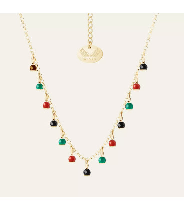 Necklace with round natural stones, Suave, Sky&Co, sterling silver 925