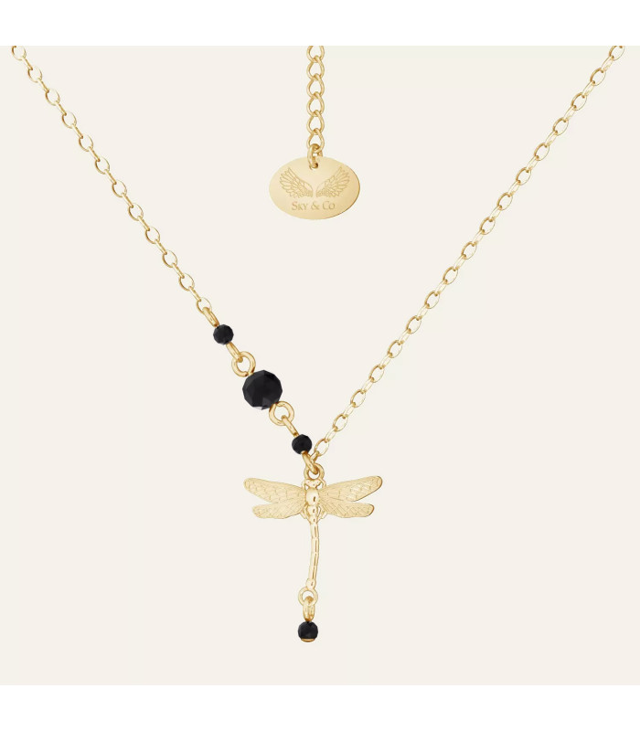 Necklace with round natural stones, Suave, Sky&Soul, sterling silver 925