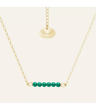 Necklace with round natural stones, Masuria, Sky&Co, sterling silver 925
