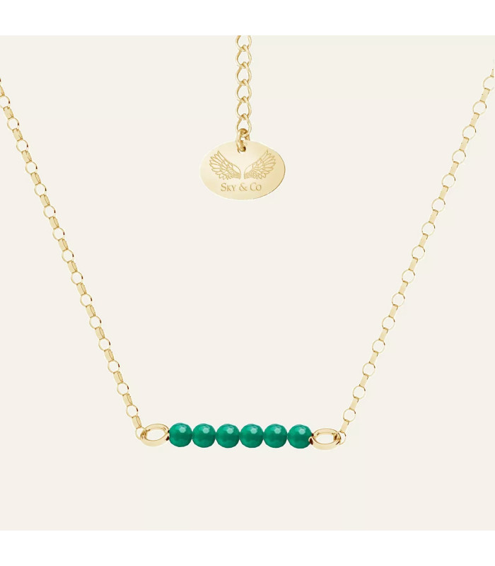 Necklace with round natural stones, Suave, Sky&Soul, sterling silver 925