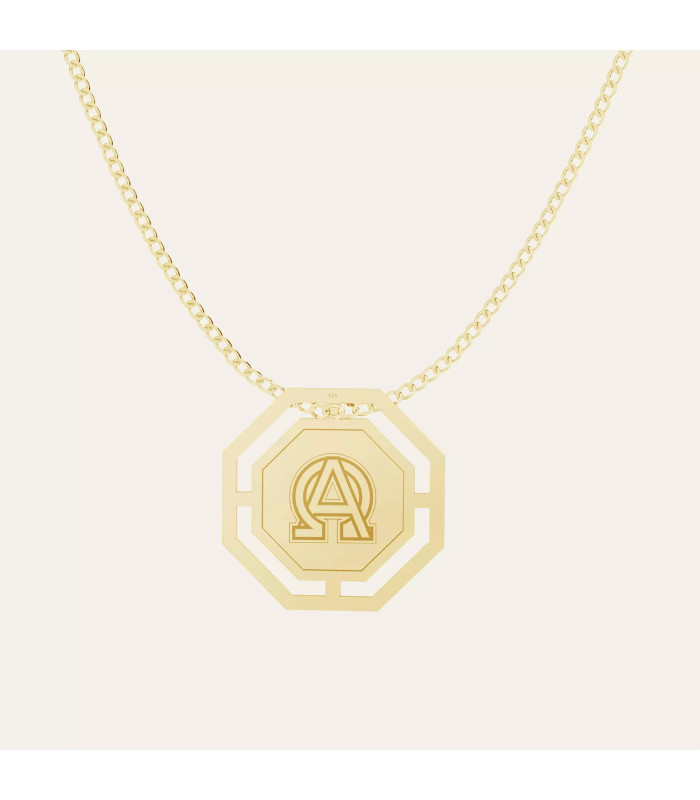 Necklace - circle medalion with letter, Sky&Soul, sterling silver 925