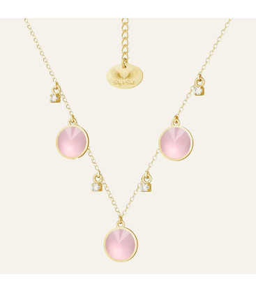 Necklace with natural stone & zircons, Sky&Co, sterling silver 925
