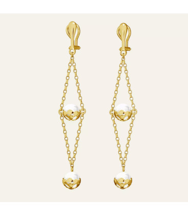 Long earring with pearl, Sky&Co, sterling silver 925