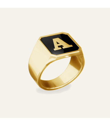 Mens ring with letter, Sky&Co, sterling silver 925