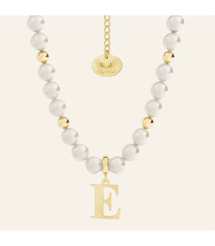 Perłowy choker z literą, Sky&Soul, srebro 925