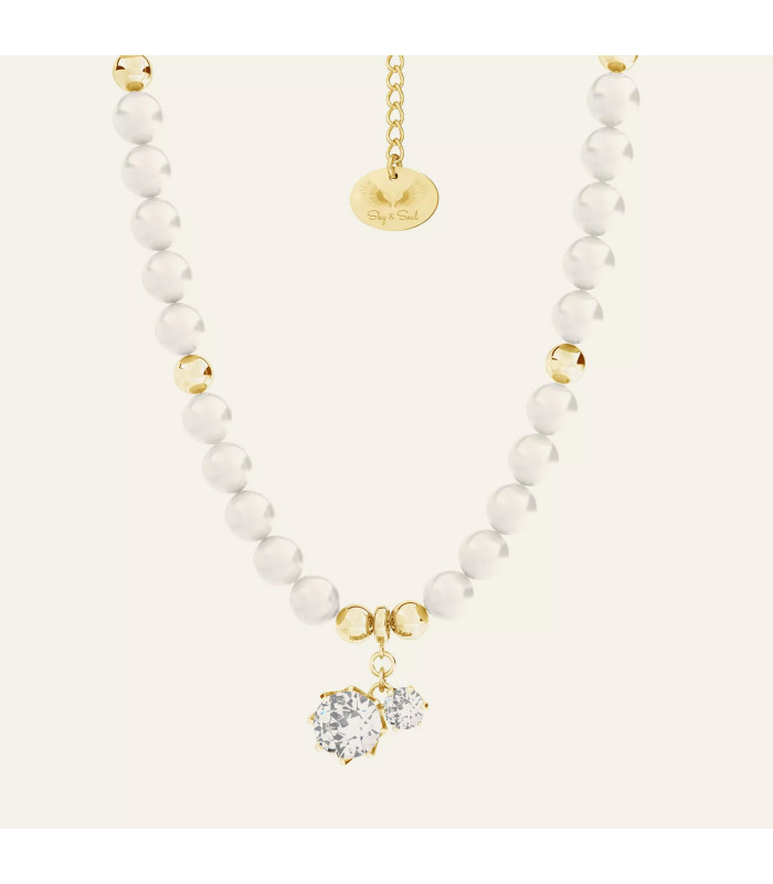 Perłowy choker z cyrkoniami, Sky&Soul, srebro 925