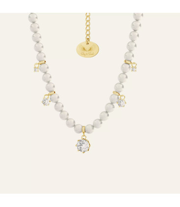 Perłowy choker z cyrkoniami, Sky&Co, srebro 925