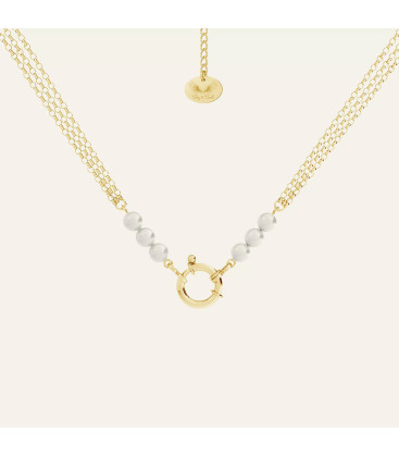Choker with big clasp & pearls, Sky&Co, sterling silver 925