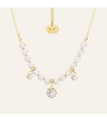 Necklace with pearls & zircons, Sky&Co, sterling silver 925
