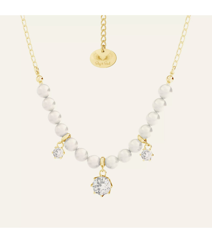Choker with pearls & zircons, Sky&Soul, sterling silver 925