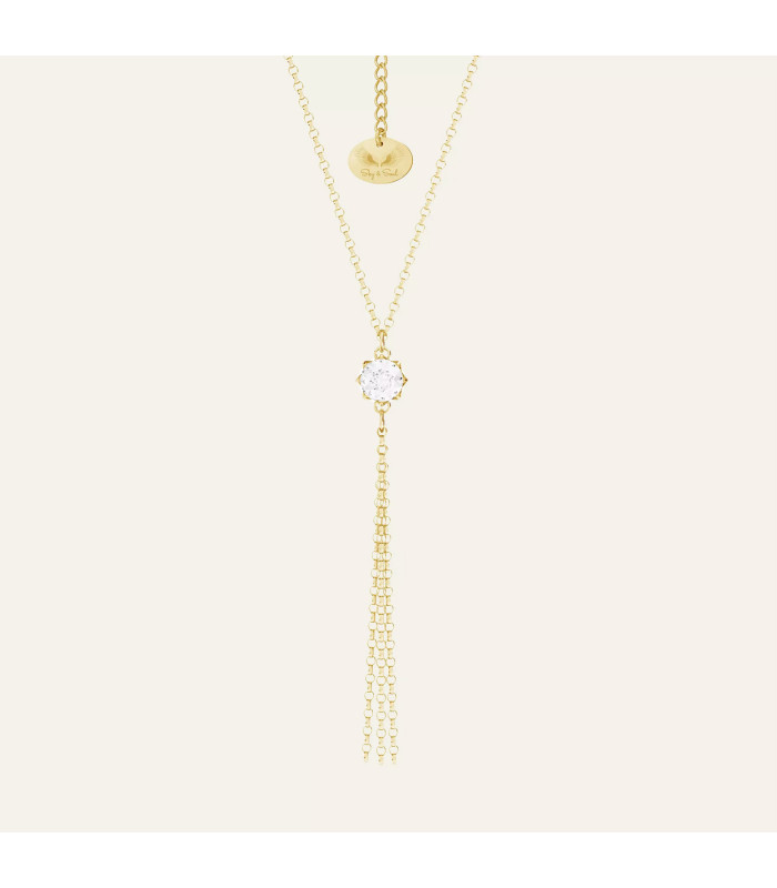 Necklace with zircon pendant, Sky&Soul, sterling silver 925