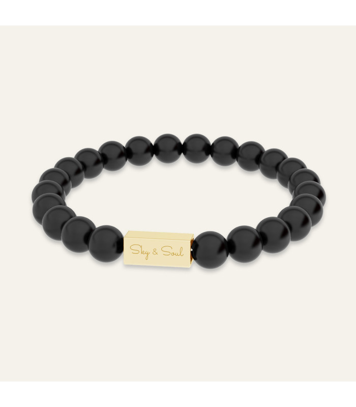 Mens bracelet with black pearls, Sky&Soul, sterling silver 925