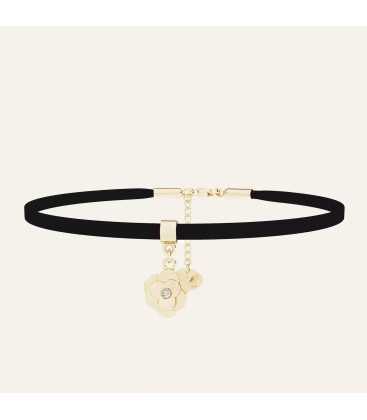 Choker taśma alcantara, zawieszka róża, Sky&Co, srebro 925