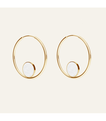 Circle earring with white resin, Sky&Co, sterling silver 925