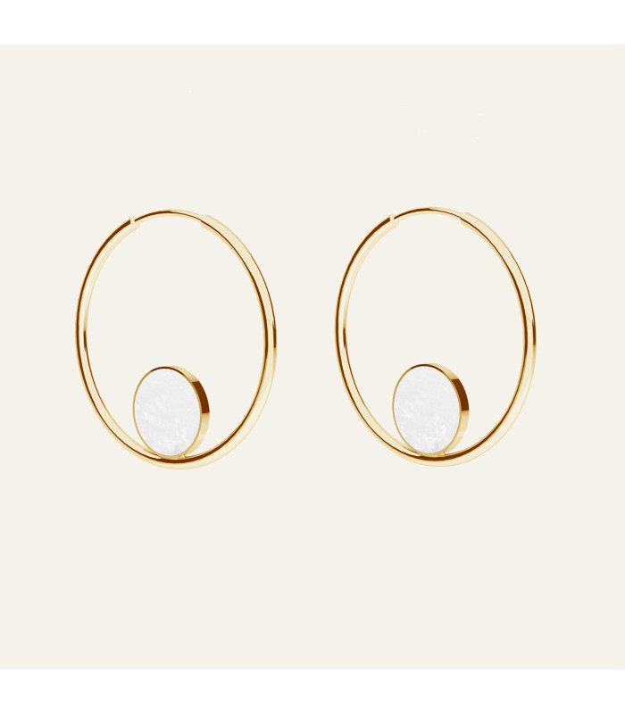 Circle earring with white resin, Sky&Co, sterling silver 925