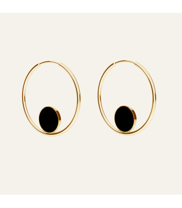 Circle earring with black resin, Sky&Co, sterling silver 925