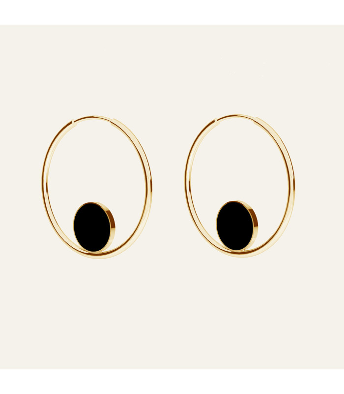 Circle earring with black resin, Sky&Co, sterling silver 925