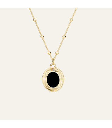 Recklace oval pendant with black resin, Sky&Co, sterling silver 925