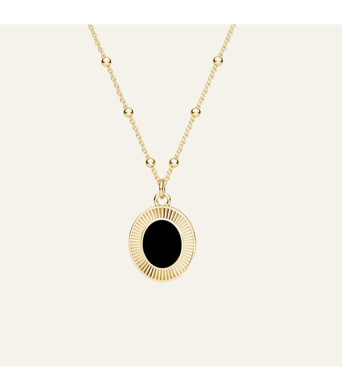 Recklace oval pendant with black resin, Sky&Co, sterling silver 925