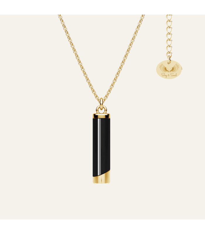 Necklace roller pendant black resin, Sky&Co, sterling silver 925