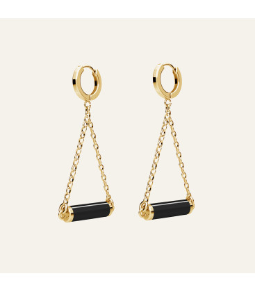 Earrings black roller resin, Sky&Co, sterling silver 925