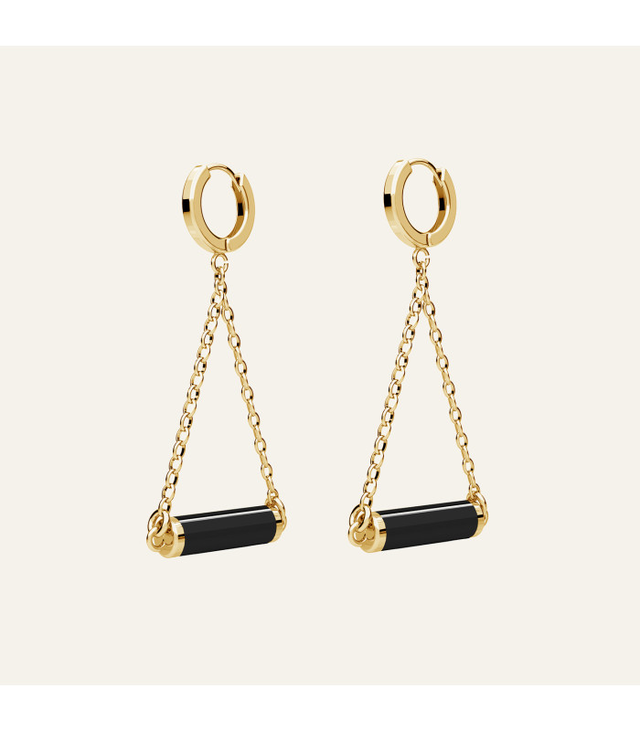 Earrings black roller resin, Sky&Co, sterling silver 925