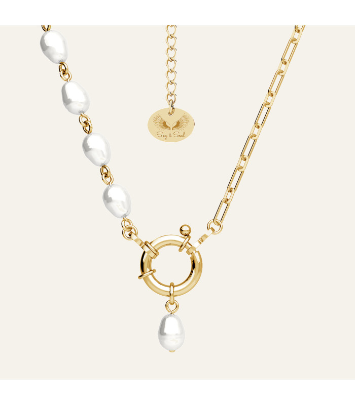 Freshwater pearl necklace big clasp pendant, Sky&Co, sterling silver 925