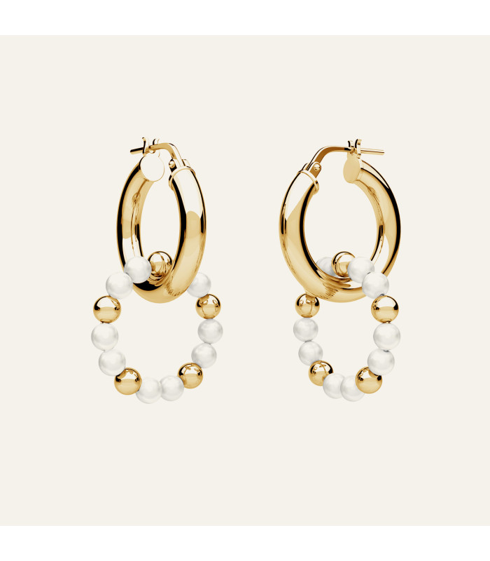 Round earrings with pearl, Sky&Co, sterling silver 925