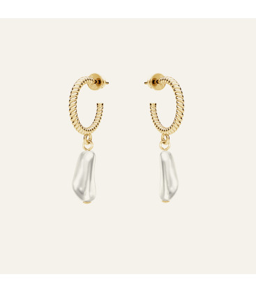 Round earrings with pearl, Sky&Co, sterling silver 925