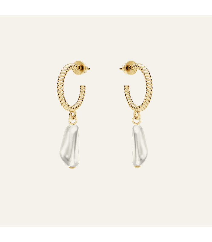Round earrings with pearl, Sky&Co, sterling silver 925