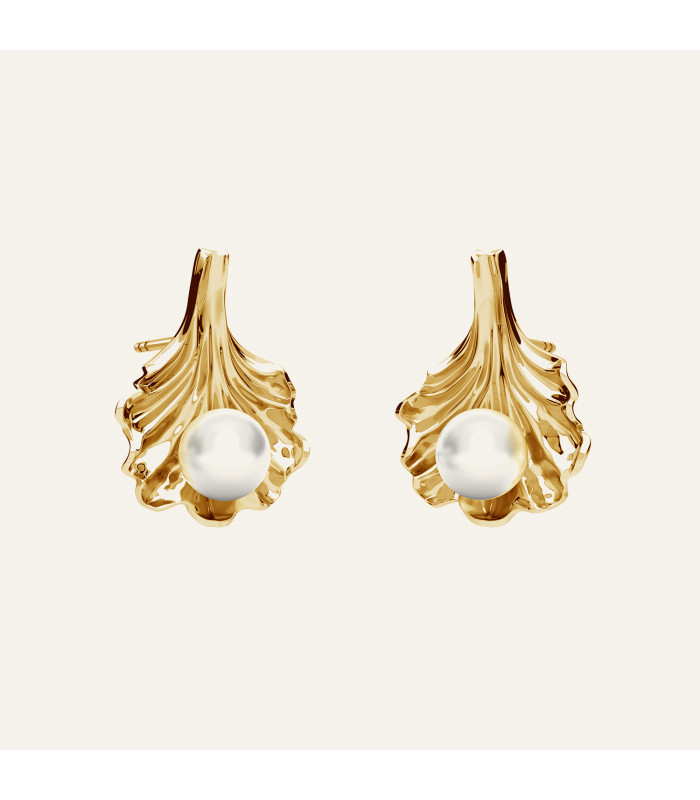 Leaf earrings pearls, Sky&Co, sterling silver 925