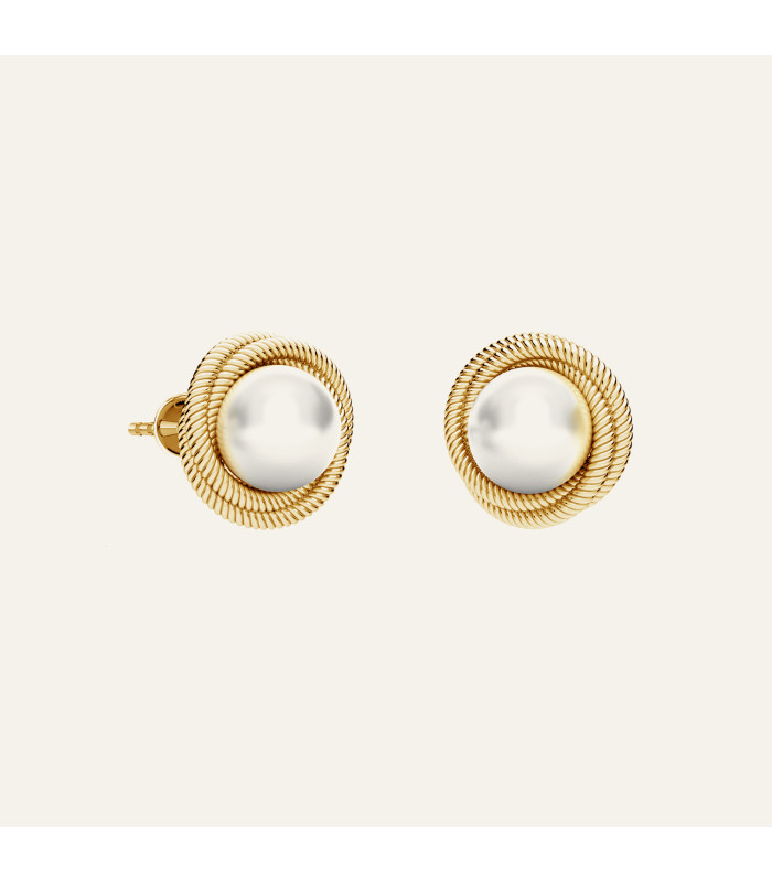 Round earrings with pearl, Sky&Co, sterling silver 925